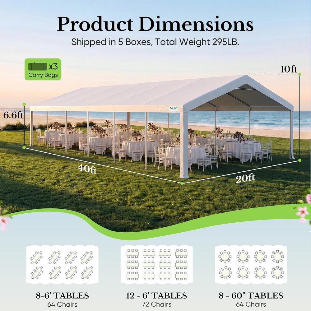 Quictent 20'x40' Heavy Duty Party Tent Outdoor Canopy with Church Win...