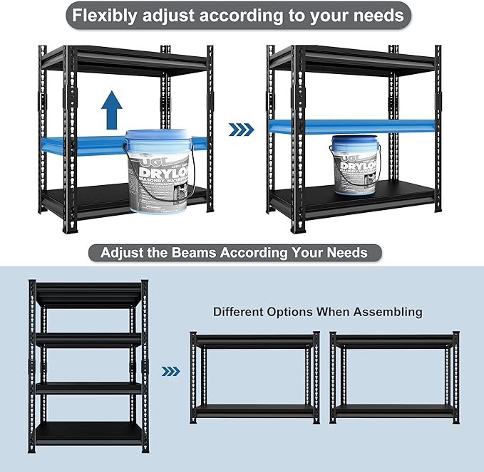 40" W Garage Shelving Heavy Duty,1800LBS Loads Metal Shelving Units and ...