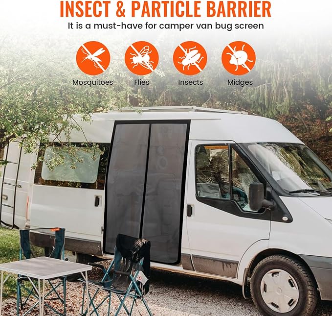 83''H x 59''W Van Bug Screen Side Door Sliding Door Window Co...