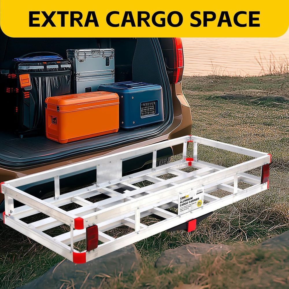MaxxHaul 70108 Aluminum Cargo Carrier With High Side Rails- Trailer Hitch Mou...