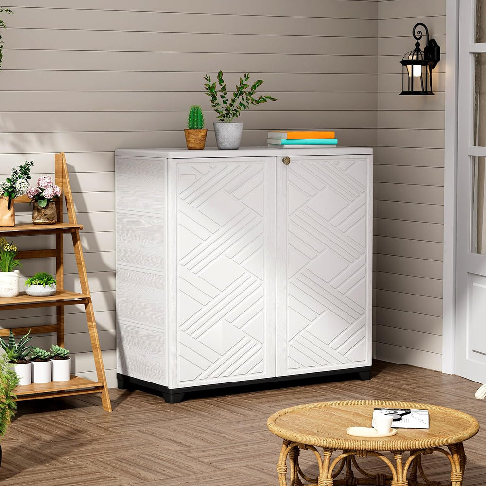 ZZM Indoor/Outdoor Storage Cabinet Waterproof, 34"x15"x34" Pla...