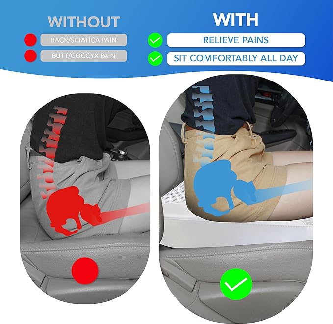 Car Seat Cushion, Comfortable Memory Foam Seat Pillow