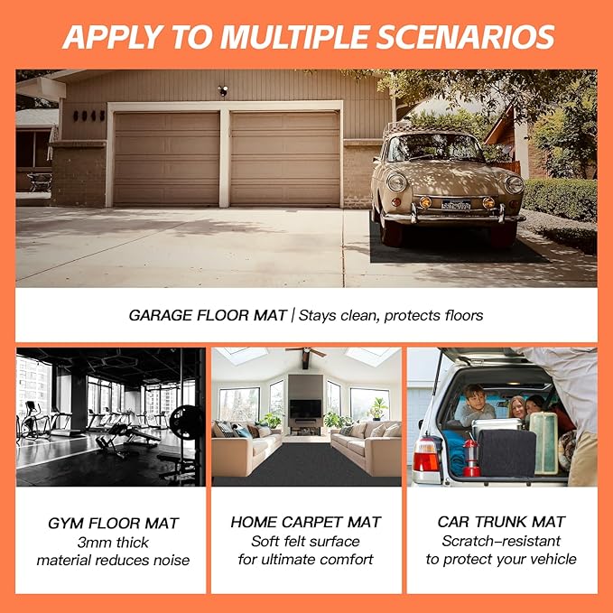 7.5'x 20' Garage Floor Mat & Oil Spill Mat, Heavy Duty Under Car Mat