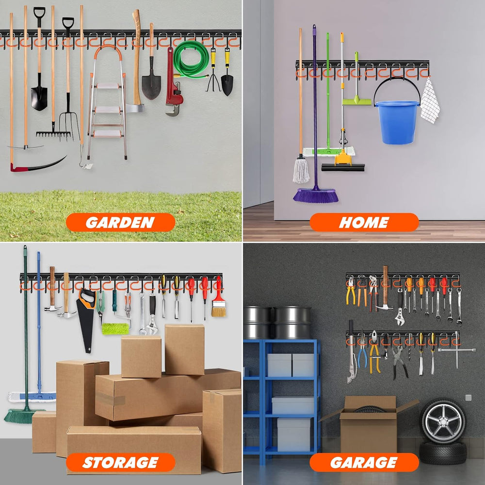 TVKB 68'' All Metal Garden Tool Organizer Adjustable Garage Tool Orga...