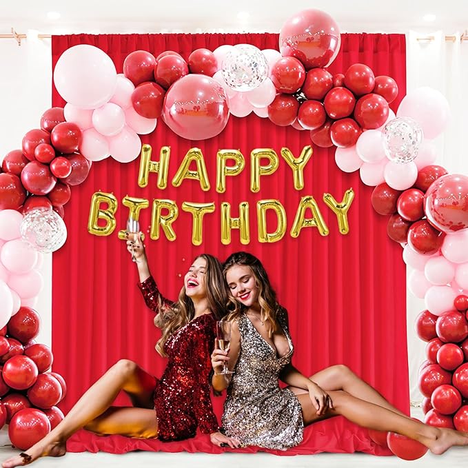 10 x 10 Feet Red Backdrop Curtain for Partie, Background Curtains for Photosh...