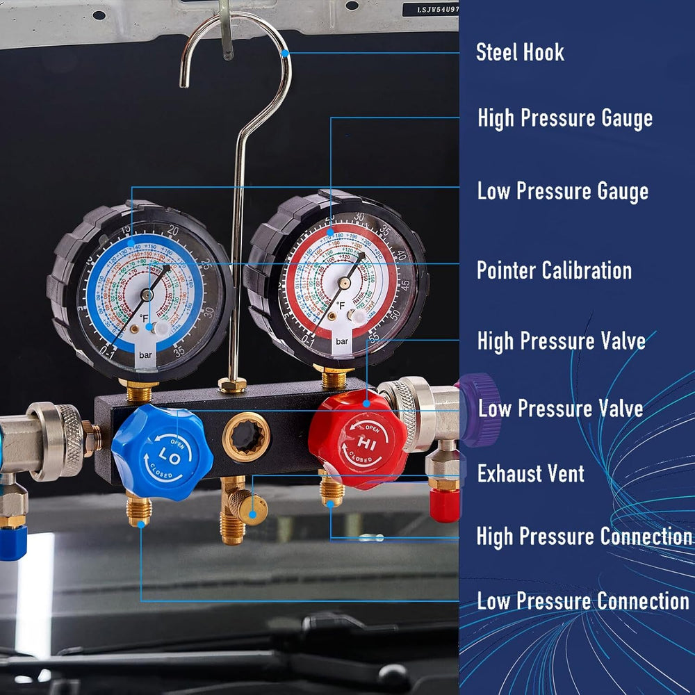 BACOENG R32 AC Vacuum Pump and Gauge Set, 4 CFM HVAC Vacuum Pump Kit for AUTO...