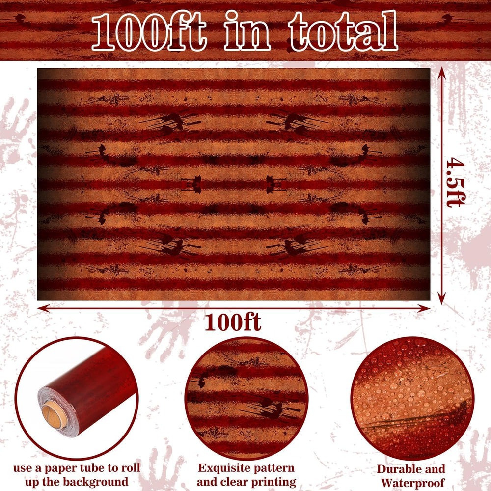 100 Ft Creepy Carnival Tablecloth Roll for Halloween Bloody Circus Tent Backd...