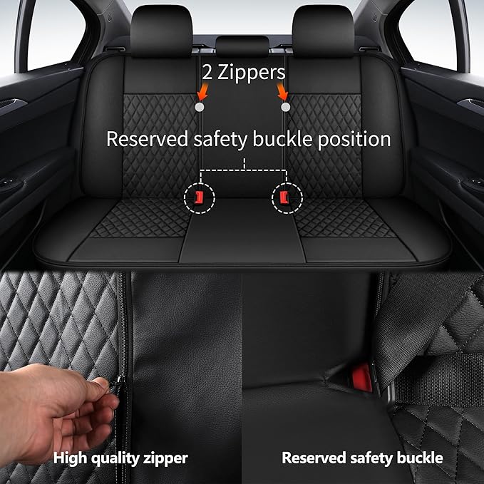 Leather Car Seat Covers, Breathable and Waterproof Seat Cover Full Set