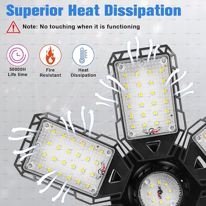 LED Garage Lights 4 Pack -180W, 18000LM 6500K Led Shop Light