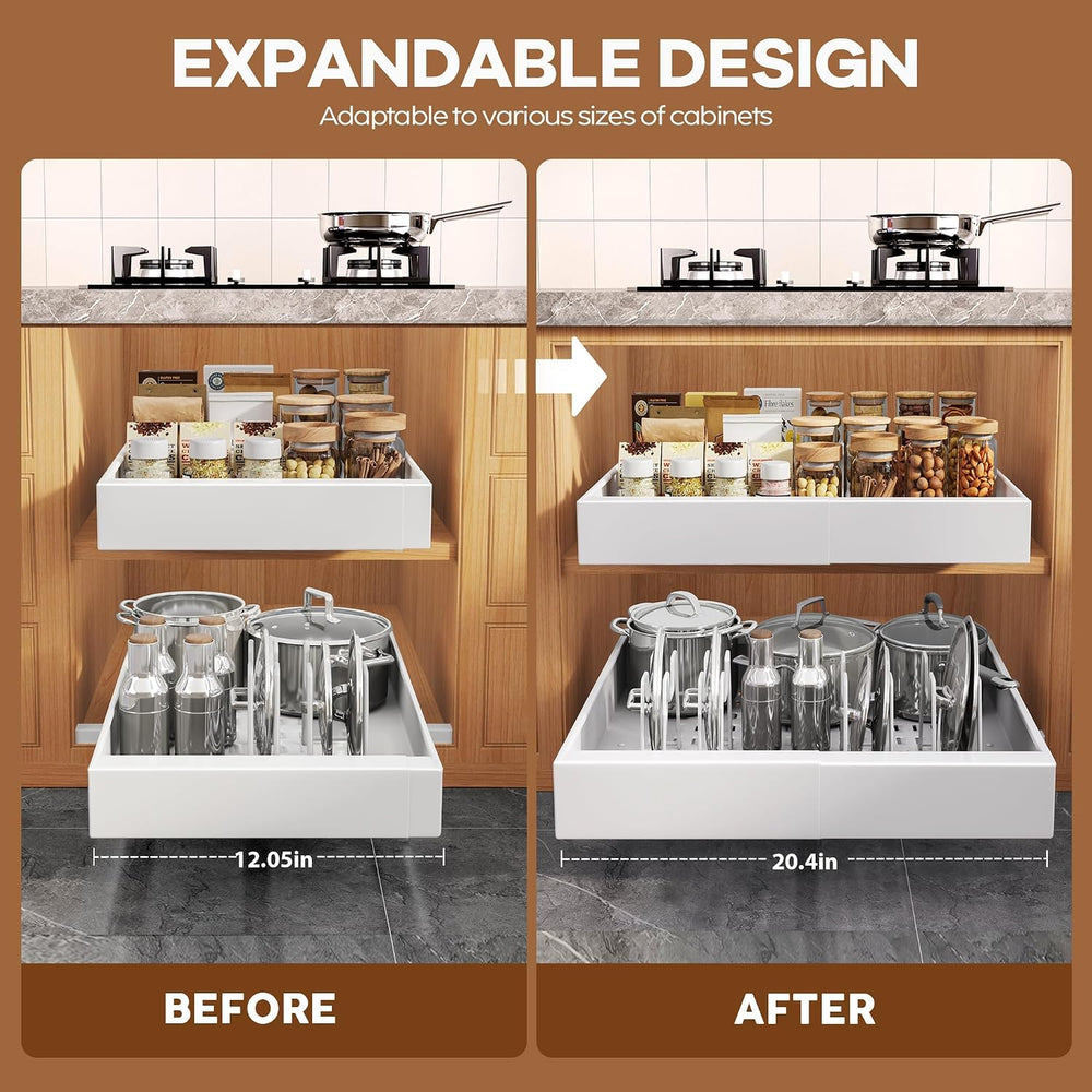 Seinloes 4Pack Expandable Pull Out Cabinet Organizer 21"Deep with Raisin...