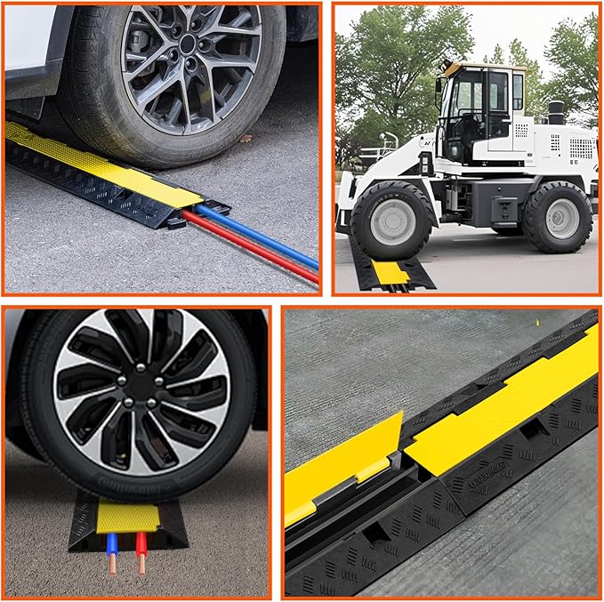 2 Channel 3 Pack Cable Protector Ramp Traffic Wire and Hose Ramp Cord Cover