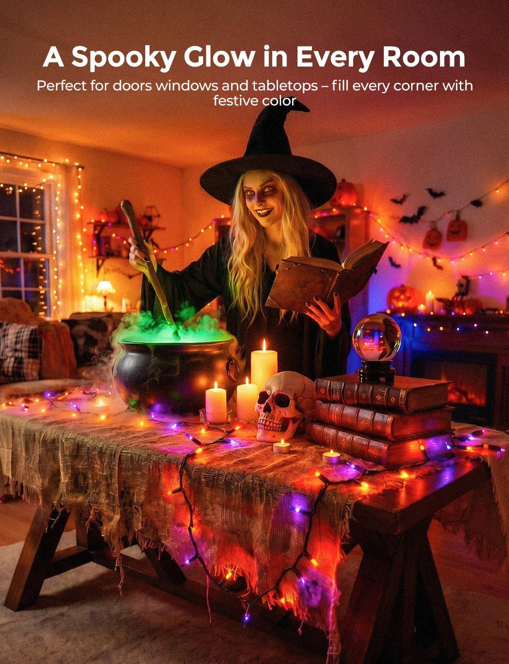 40FT Purple Orange Mini String Lights Halloween Decor for Party Decorations