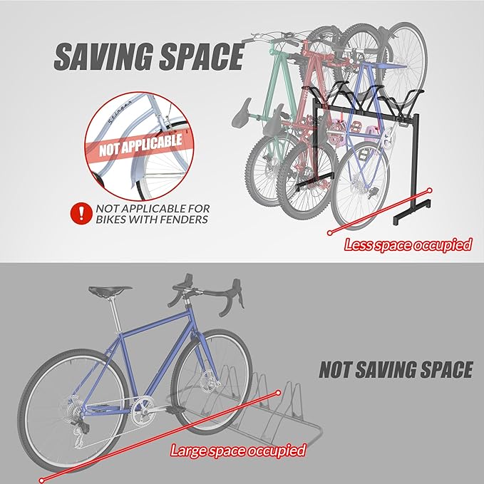 3 Bikes Floor Stand, Adjustable Bicycle Parking Rack