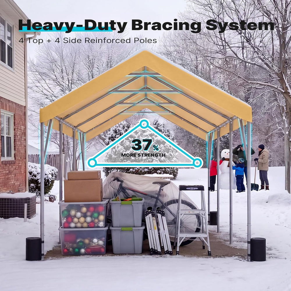 ADVANCE OUTDOOR 12x20 ft Heavy Duty Carport Potable Car Canopy Garage Party T...