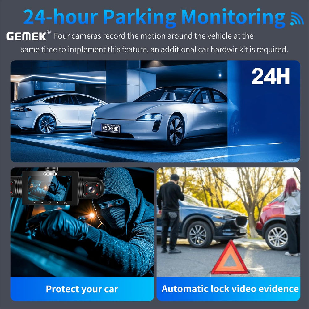 360 Degree View 4 Channel Dash Cam 5G WiFi & App Control, GEMEK 2K Front ...