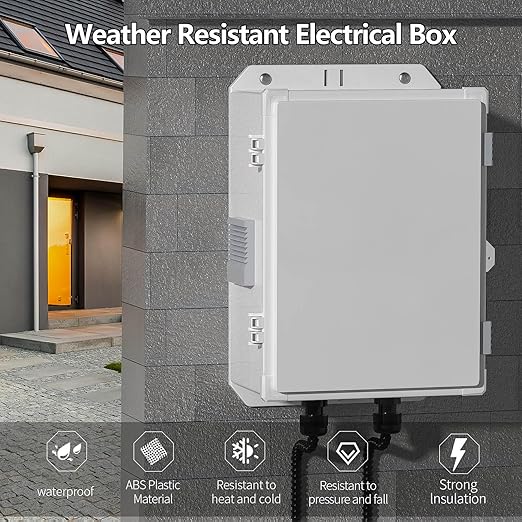 Outdoor Electrical Junction Box, ABS Water Resistant Enclosure