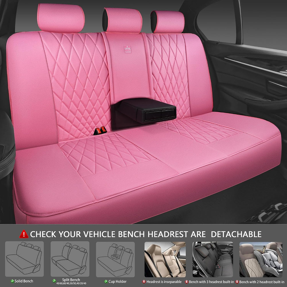 CAR PASS 5 Seats Piping Luxury Leather Seat Covers Full Set, Anti-Slip Waterp...