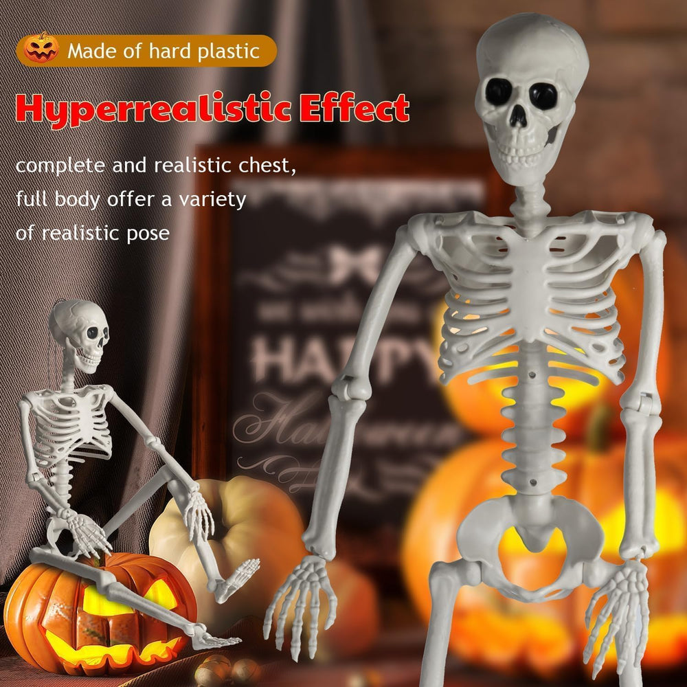 4Pack 36 Inches Pose-N-Stay Halloween Skeleton Life Size Full Body Posable Mo...