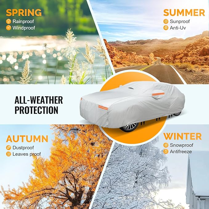 30 Layers Car Cover for Automobiles All Weather Waterproof, Outdoor Snowproof