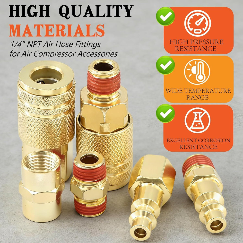 54 Pcs 1/4-inch NPT Air Hose Fittings Coupler Kit 360° Swivel Quick Connect