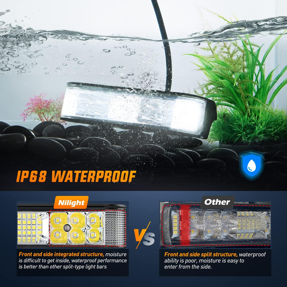Nilight Side Shooter LED Light Bar / Pods 2PCS 6.5 Inch 60W Flood Spot Beam C...