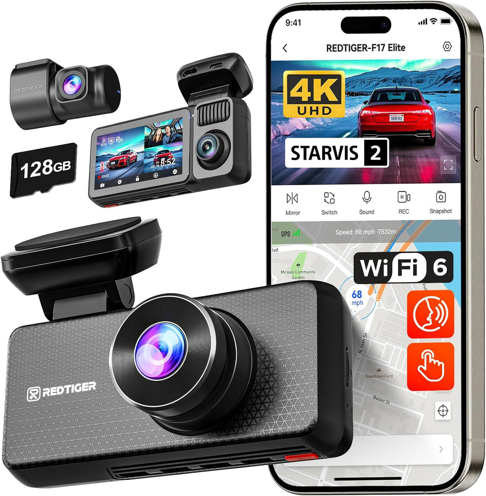 REDTIGER F17 Elite 4K Dash Cam 3 Channel, STARVIS 2 IMX678 & IMX675, 128G...