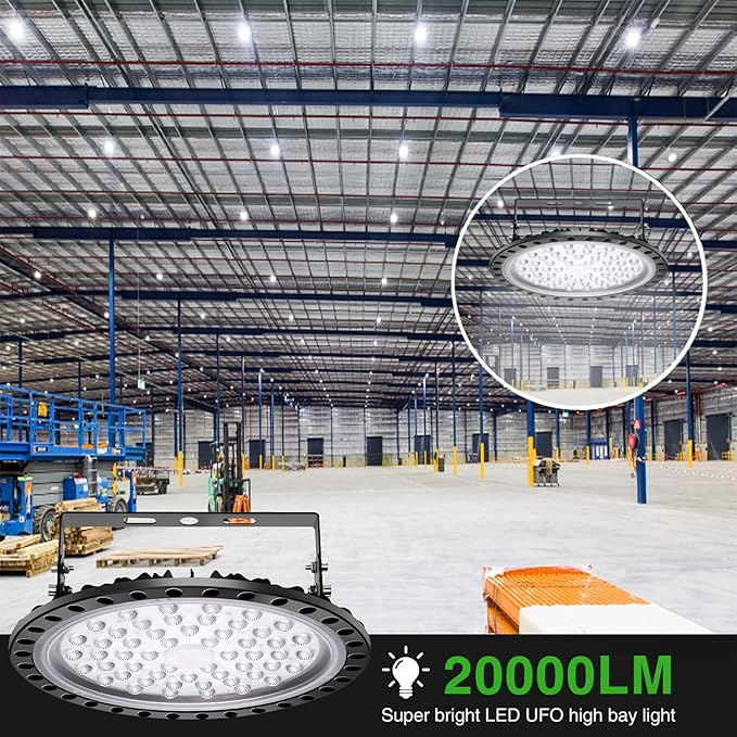 Viugreum 10 Pack 200W UFO LED High Bay Light, 20000LM 6500K Daylight White LED