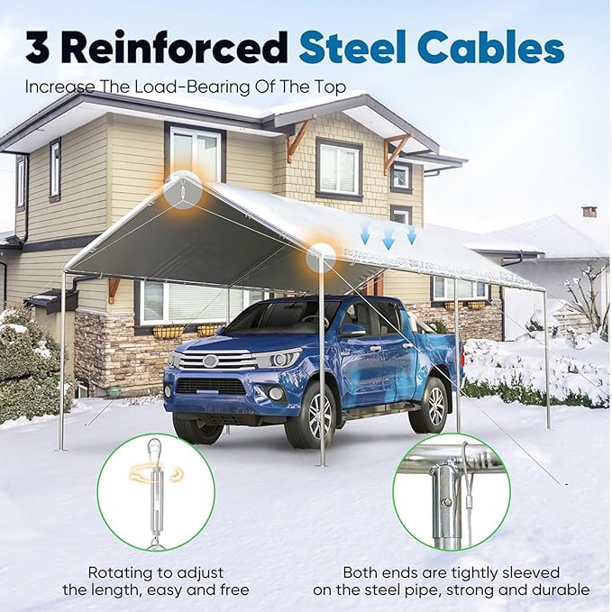 Quictent 10x20 ft Heavy Duty Car Canopy Galvanized Frame Carport Outdoor Party