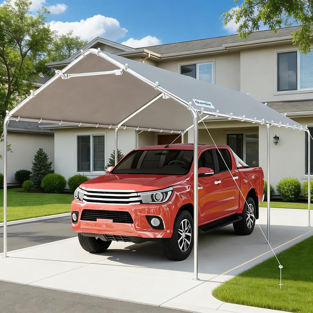 Quictent 10x20 ft Heavy Duty Carport Canopy Galvanized Car Tent Outdoor Garag...