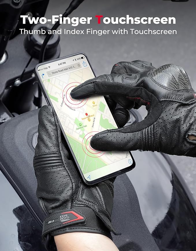 KEMIMOTO Sheepskin Leather Motorcycle Gloves