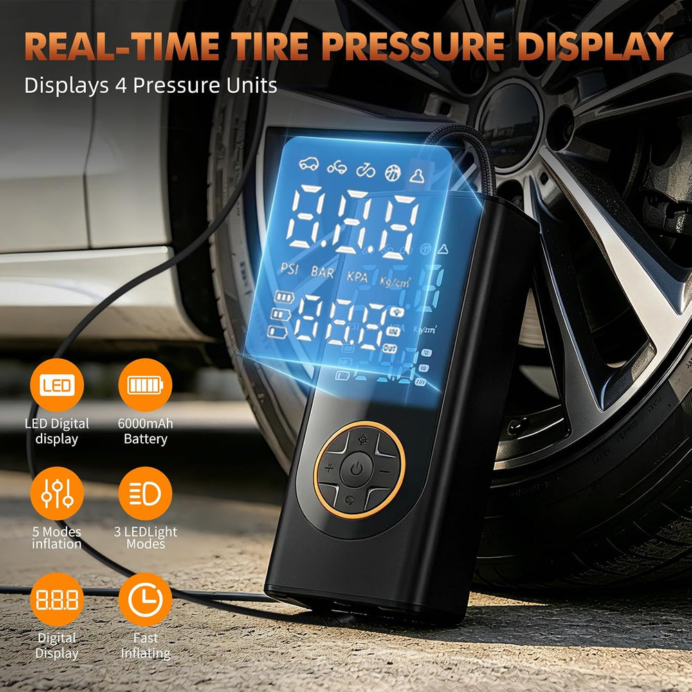 Eleanora Cordless Tyre Inflator Air Compressor 6000 mAh 150PSI 12V DC