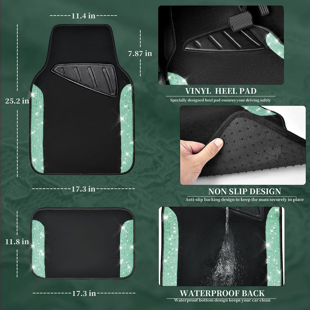 CAR PASS Universal Mint Leather Lace Car Seat Covers Full Set for Women Girls...