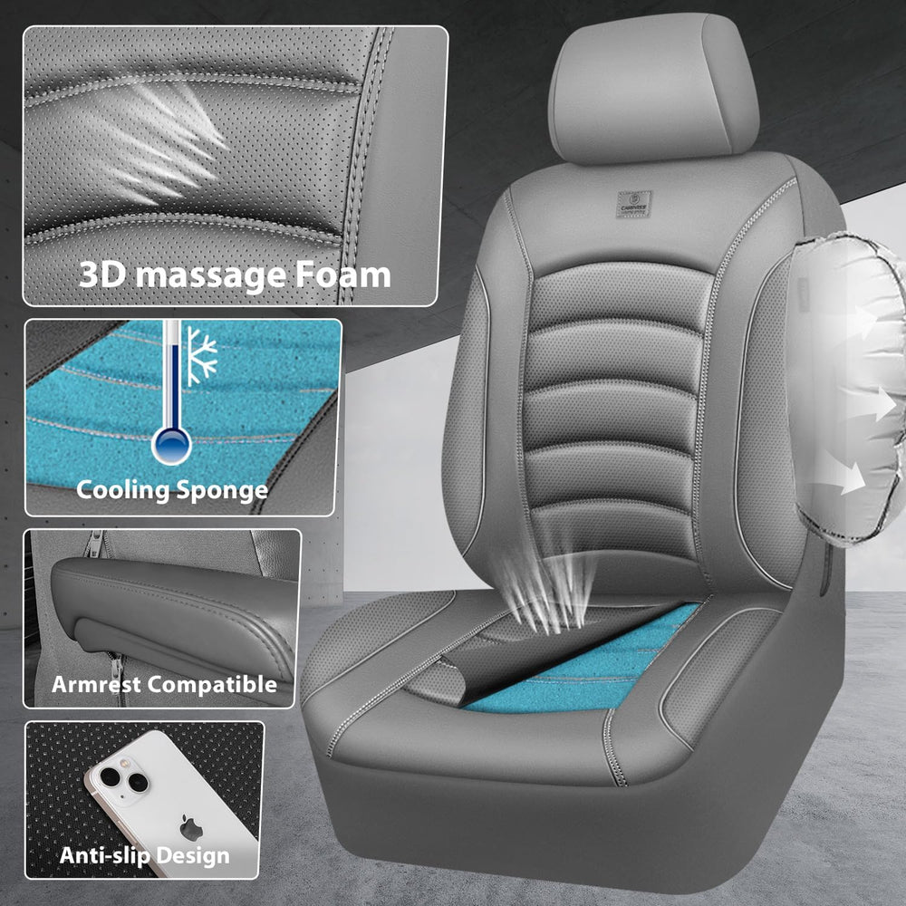 CAR PASS 3D Foam PU Leather Car Seat Covers, Universal Seat Covers Front 2 fo...
