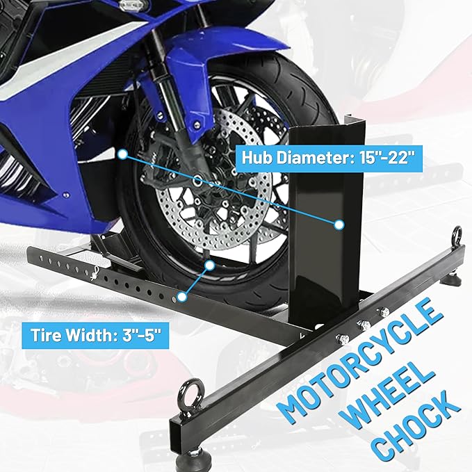 KUAFU Motorcycle Wheel Chock Stand Upright 1800 LBS, Wide Range 3“ to 5”