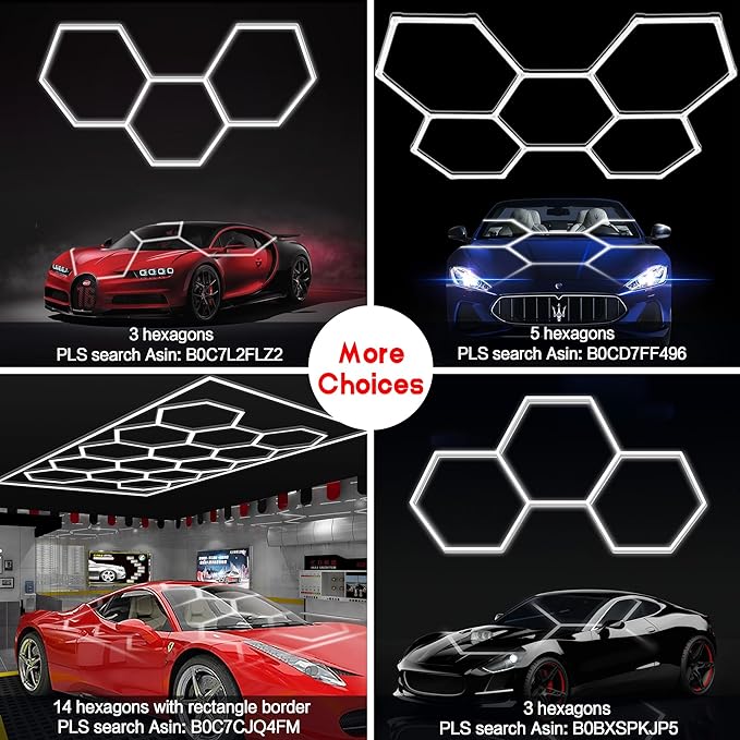 MODERN Hexagon Garage Light: Higher Brightness 720W 86400 Lumens Hexagon Led