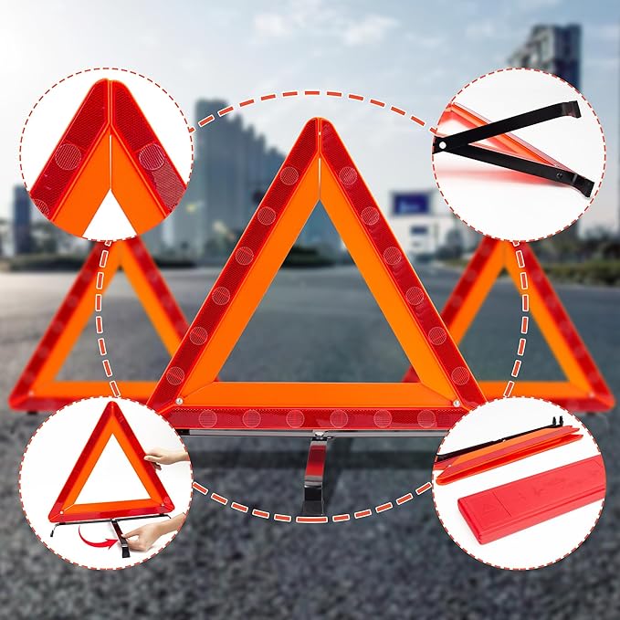 AYKRM 3Pack Car Warning Triangle Heavy Reflective Warning Road Safety Triangle