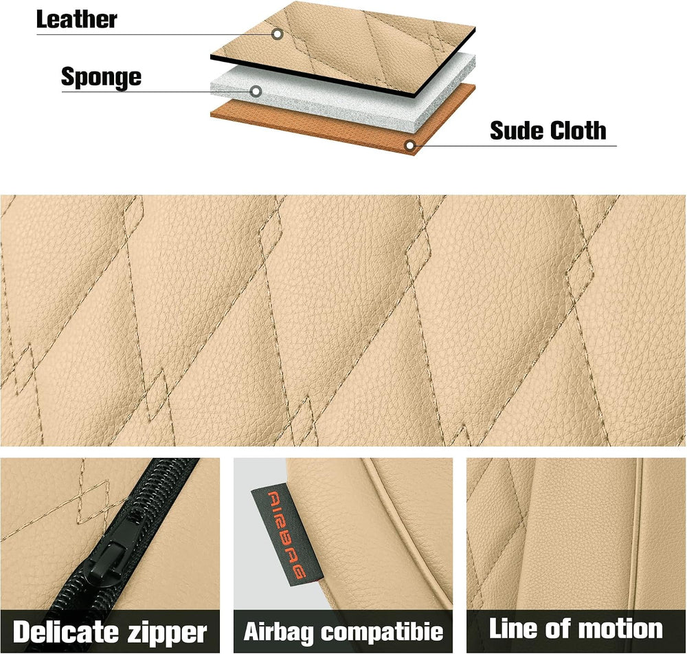 CAROMOP Faux Leather Car Seat Covers Full Set,Luxury and Comfortable Covers f...