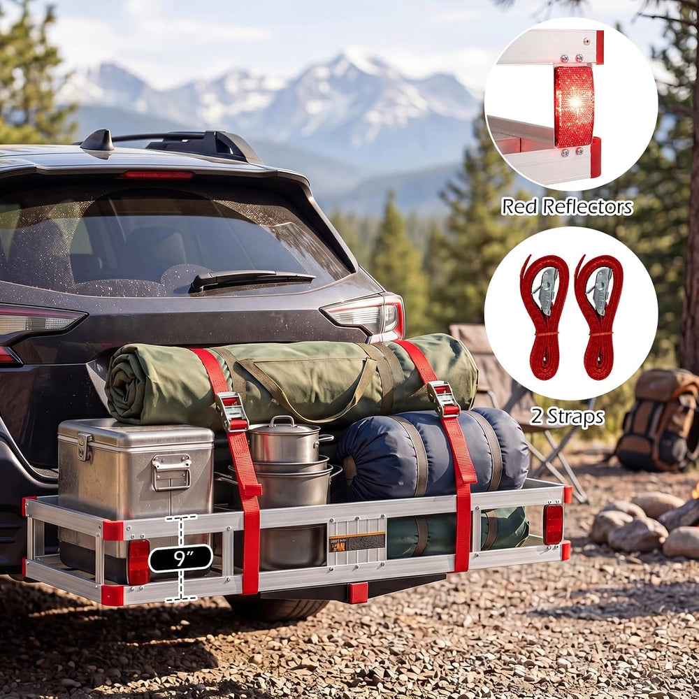 Goplus Hitch Cargo Carrier, Aluminum Hitch Mount Cargo Basket with 500LBS Cap...