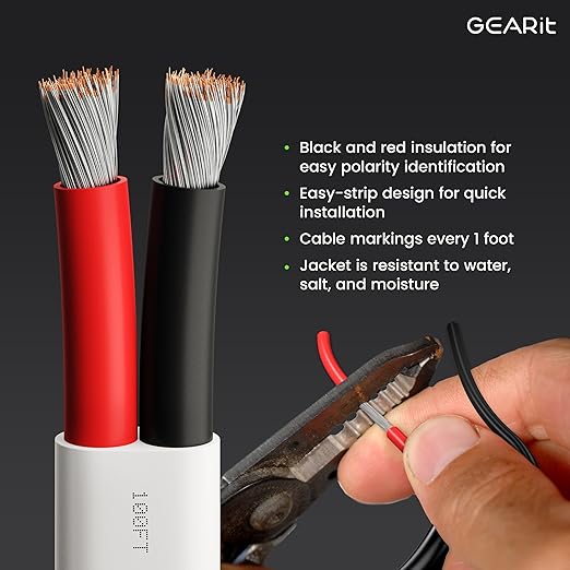 GEARit 8 Gauge Marine Wire, 8/2 AWG Marine Grade Tinned Copper Oxygen Free