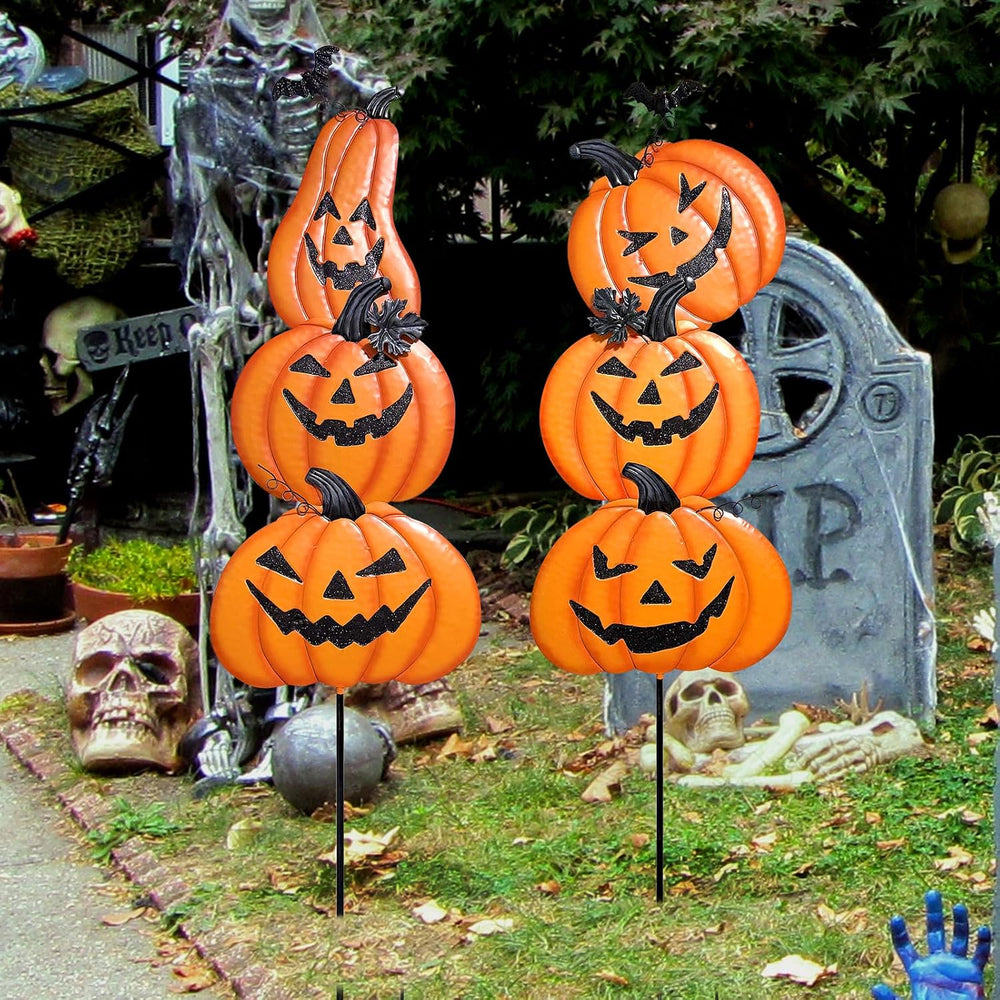 2 Pack Halloween/Thanksgiving Garden Stakes, Outdoor Party Dรฉcor Stacked Meta...