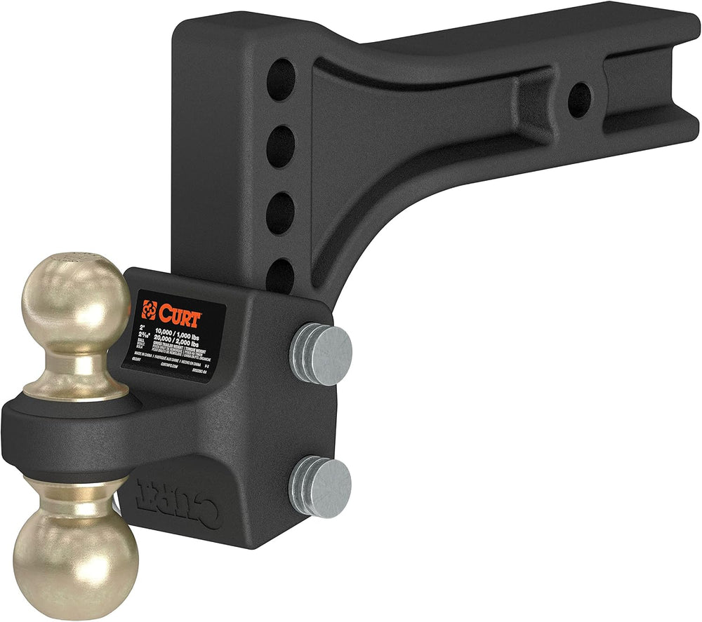CURT 45937 HD Adjustable Hitch Ball Mount with Dual Ball, 2-1/2" Shank, ...