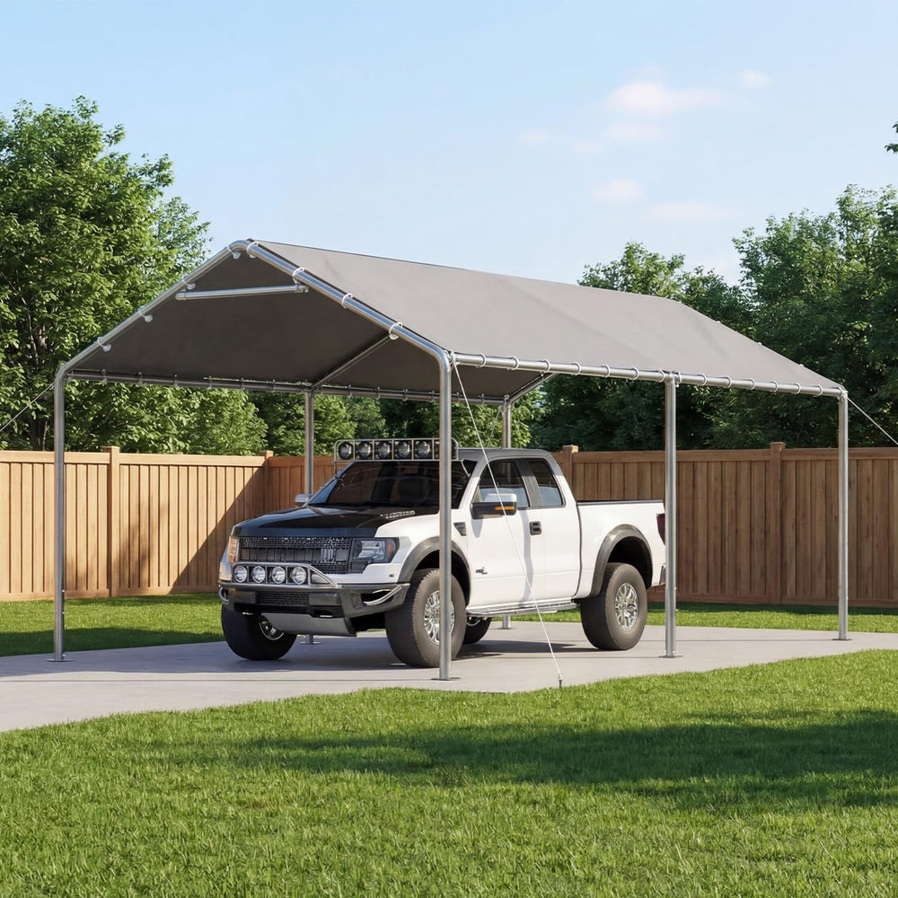 Aoxun 10x20 Carport Heavy Duty Carport Potable Car Canopy Garage, Gray