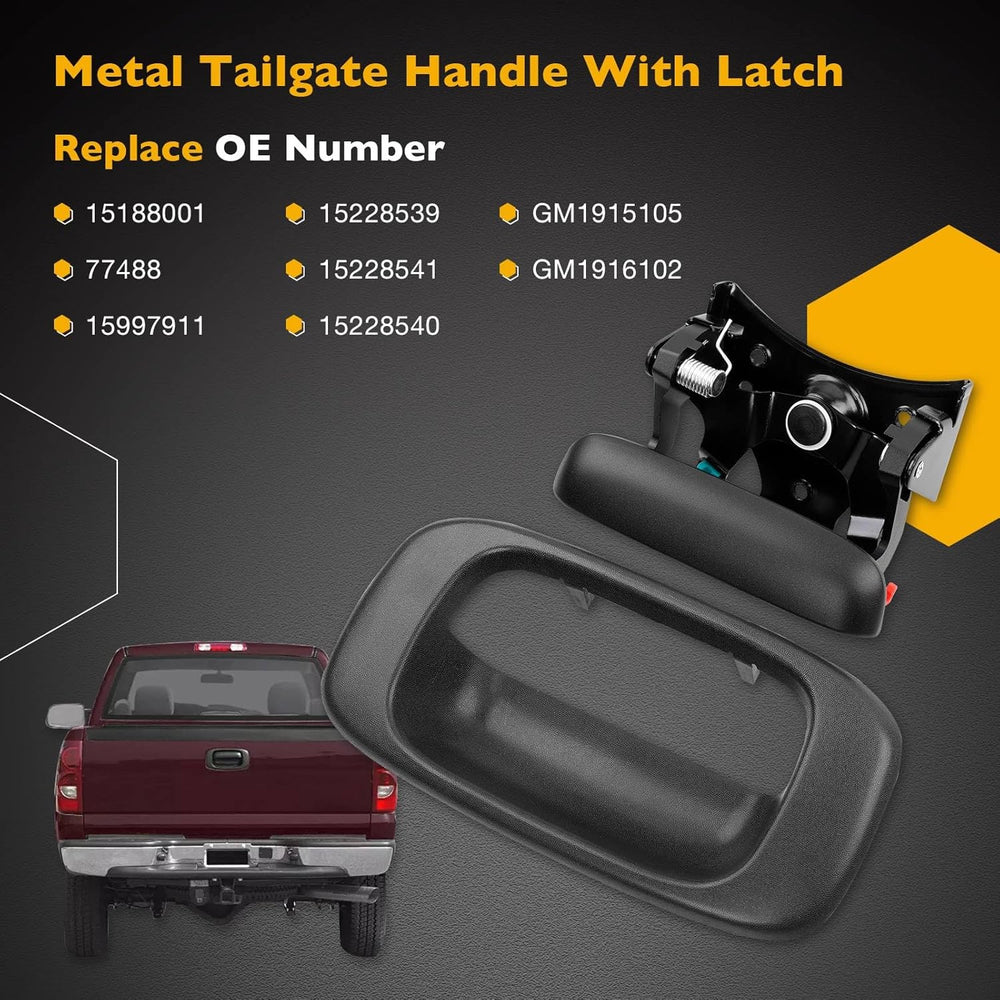 Gledewen 15997911 Upgraded Metal Tailgate Handle Latch, with Plastic Bezel Tr...