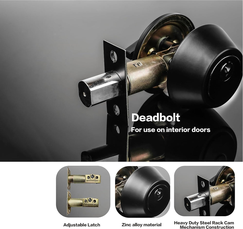 Exterior Door Lock Set with Deadbolt, Keyed Alike Door Lock with Key for Fron...