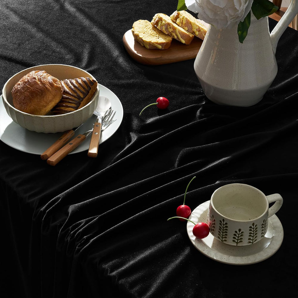 Gothic Black Velvet Rectangle Tablecloth: Halloween Luxury Table Cloth