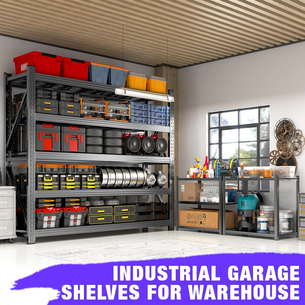 Metal Garage Shelving Unit, Heavy Duty 5-Tier Adjustable Wire Storage Rack, 8...
