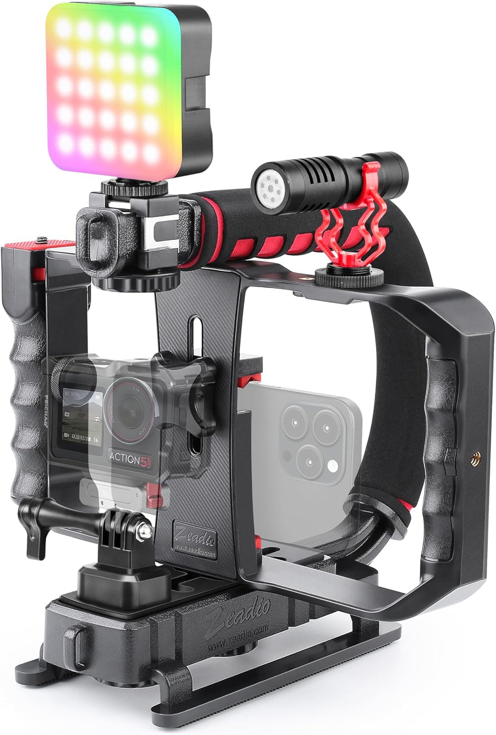 Zeadio Smartphone Camera Stabilizer, All-in-One Video Rig Kit with Phone Cage...
