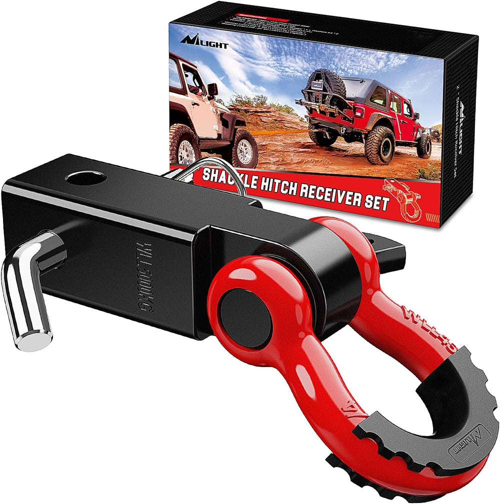 Nilight Shackle Hitch Receiver 2inch for Vehicle Recovery with 3/4" Shackle