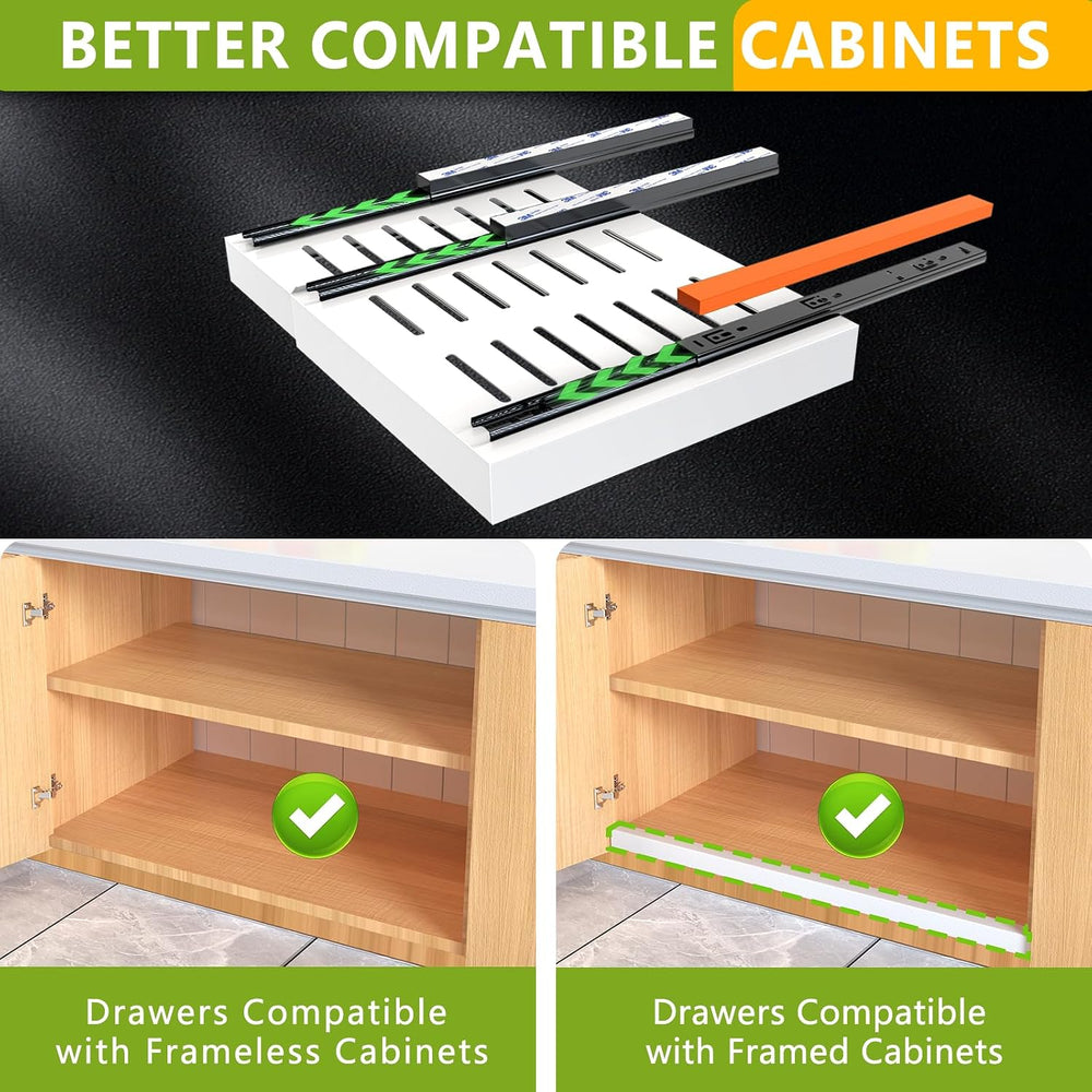 2 Pack Pull Out Cabinet Organizer 21" Deep Expandable Slide Out Drawer O...