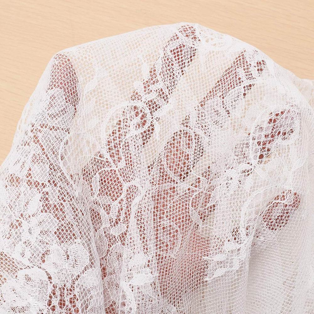 LuoluoHouse 2 Pack 60 x 120 Inch White Lace Rustic Table Cloths Vintage